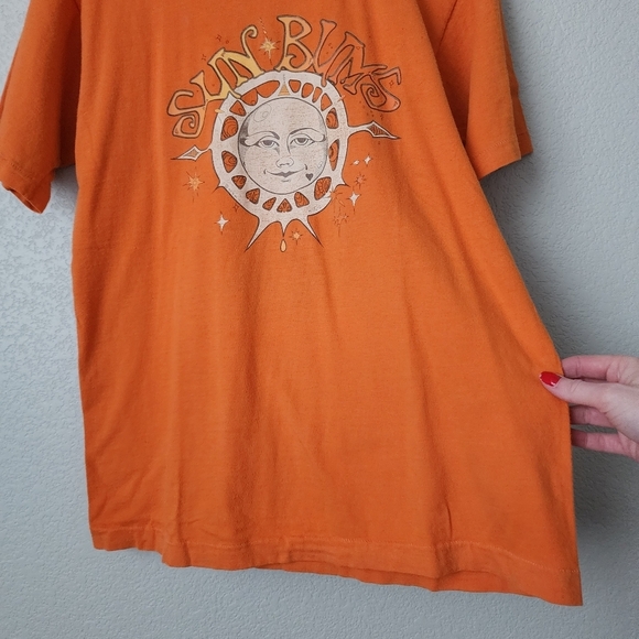 SUN BUMS x VINTAGE 70s graphic tee single stitch‎ in orange Sun graphic size M - Picture 5 of 7